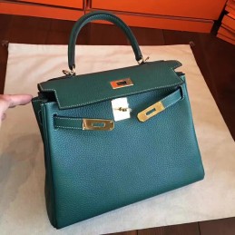 Green Kelly 28 Palladium Hardware Bag