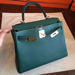 Green Kelly 28 Palladium Hardware Bag
