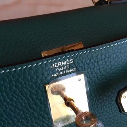 Green Kelly 28 Palladium Hardware Bag