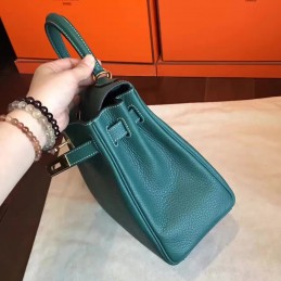 Green Kelly 28 Palladium Hardware Bag