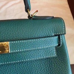 Green Kelly 28 Palladium Hardware Bag