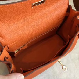 Orange Kelly 28 Gold Hardware Bag