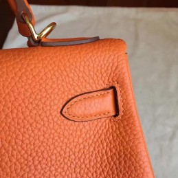 Orange Kelly 28 Gold Hardware Bag