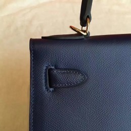 Navy Beige Kelly 28 Gold Hardware Bag
