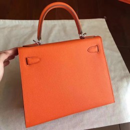 Orange Kelly 28 Palladium Hardware Bag