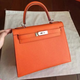 Orange Kelly 28 Palladium Hardware Bag