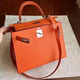 Orange Kelly 28 Palladium Hardware Bag