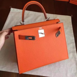 Orange Kelly 28 Palladium Hardware Bag