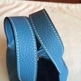 Blue Picotin Lock 13 Smooth Leather Bag