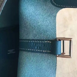Blue Picotin Lock 13 Smooth Leather Bag