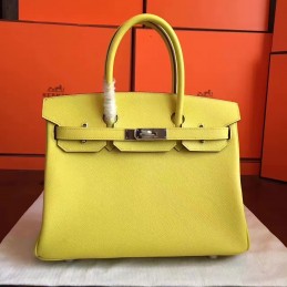 Yellow Birkin 30 Palladium Hardware Bag