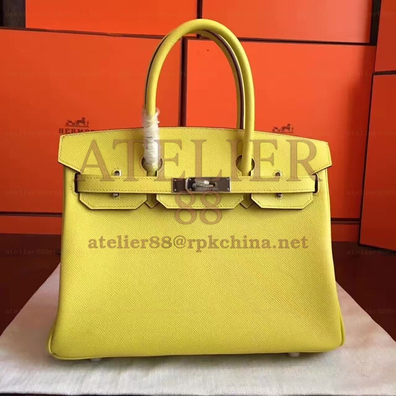 Yellow Birkin 30 Palladium Hardware Bag