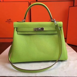 Lime Green Kelly 32 Palladium Hardware Bag