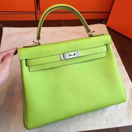 Lime Green Kelly 32 Palladium Hardware Bag