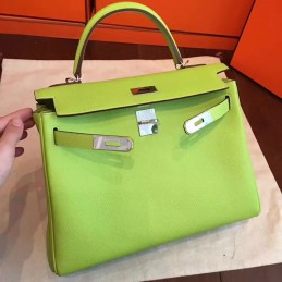 Lime Green Kelly 32 Palladium Hardware Bag