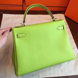 Lime Green Kelly 32 Palladium Hardware Bag