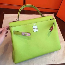 Lime Green Kelly 32 Palladium Hardware Bag
