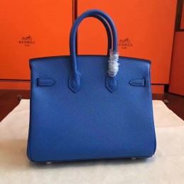 Blue Birkin 30 Palladium Hardware Bag