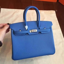 Blue Birkin 30 Palladium Hardware Bag