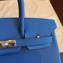 Blue Birkin 30 Palladium Hardware Bag