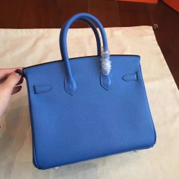 Blue Birkin 30 Palladium Hardware Bag