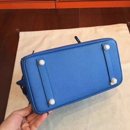 Blue Birkin 30 Palladium Hardware Bag