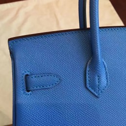 Blue Birkin 30 Palladium Hardware Bag