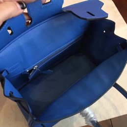 Blue Birkin 30 Palladium Hardware Bag