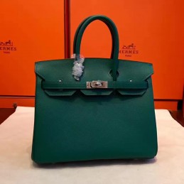 Green Birkin 30 Structured Leather Palladium Hardware Bag