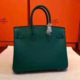 Green Birkin 30 Structured Leather Palladium Hardware Bag