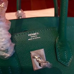 Green Birkin 30 Structured Leather Palladium Hardware Bag