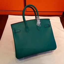 Green Birkin 30 Structured Leather Palladium Hardware Bag