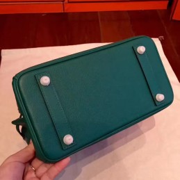 Green Birkin 30 Structured Leather Palladium Hardware Bag