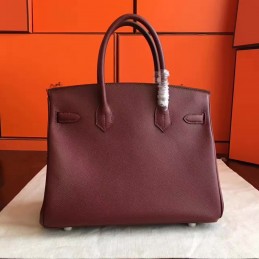 Burgundy Birkin 30 Palladium Hardware Bag
