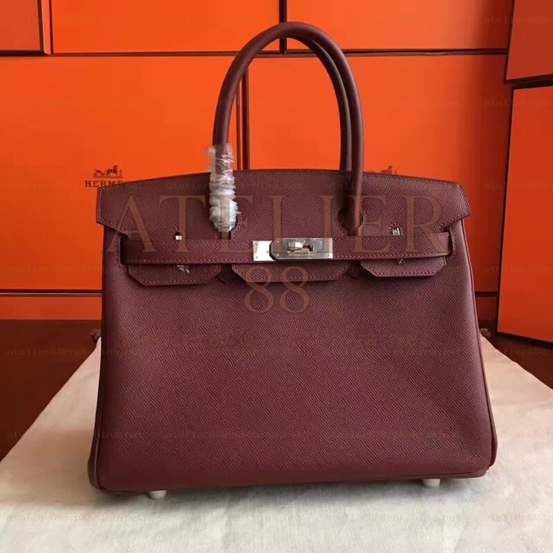 Burgundy Birkin 30 Palladium Hardware Bag