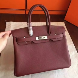 Burgundy Birkin 30 Palladium Hardware Bag
