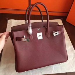 Burgundy Birkin 30 Palladium Hardware Bag