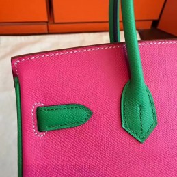 Purple Green Colorblock Birkin 30 Gold Hardware Bag