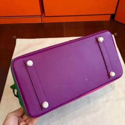 Purple Green Colorblock Birkin 30 Gold Hardware Bag
