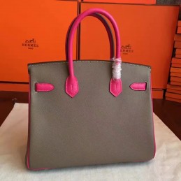 Gray Fuchsia Colorblock Birkin 30 Gold Hardware Bag