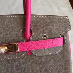 Gray Fuchsia Colorblock Birkin 30 Gold Hardware Bag