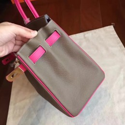 Gray Fuchsia Colorblock Birkin 30 Gold Hardware Bag