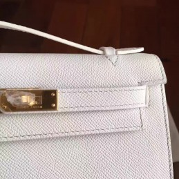 White Kelly Pochette Clutch Gold Hardware Bag