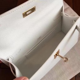 White Kelly Pochette Clutch Gold Hardware Bag
