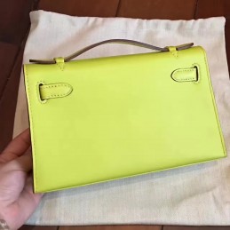 Lime Green Kelly Pochette Palladium Hardware Bag