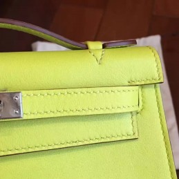 Lime Green Kelly Pochette Palladium Hardware Bag