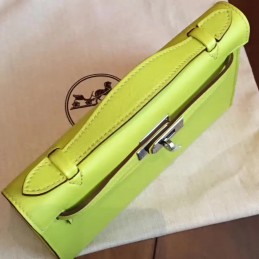 Lime Green Kelly Pochette Palladium Hardware Bag