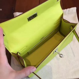 Lime Green Kelly Pochette Palladium Hardware Bag
