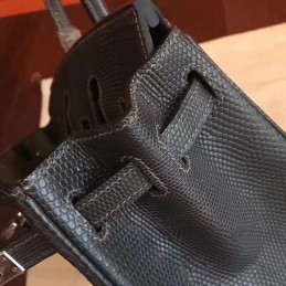 Black Birkin 25 Palladium Hardware Bag