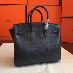 Black Birkin 25 Palladium Hardware Bag